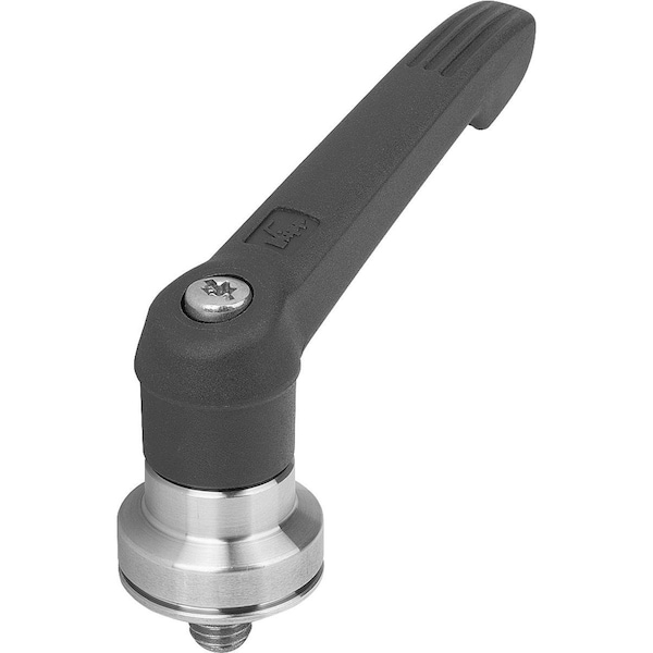 Adjustable Handle W Clamp Force Intensif Size:2 M08X10, Plastic Black Ral7021, Comp:Stainless Steel